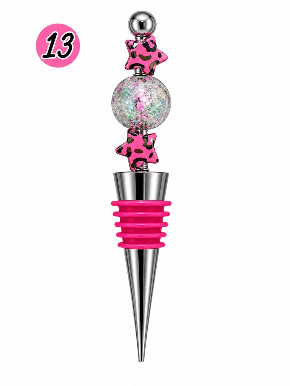 Colorful Beaded Wine Bottle Stopper - Pink, Green, Orange & Yellow Options
